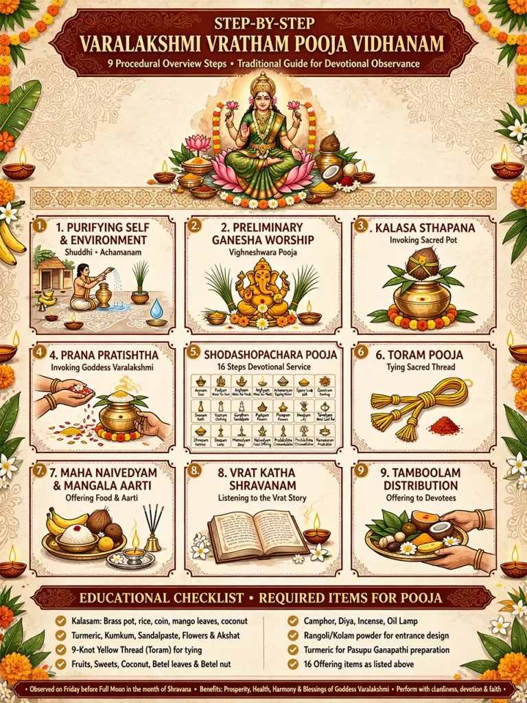 Varalakshmi Vratham Pooja Vidhanam guide — 9 steps 