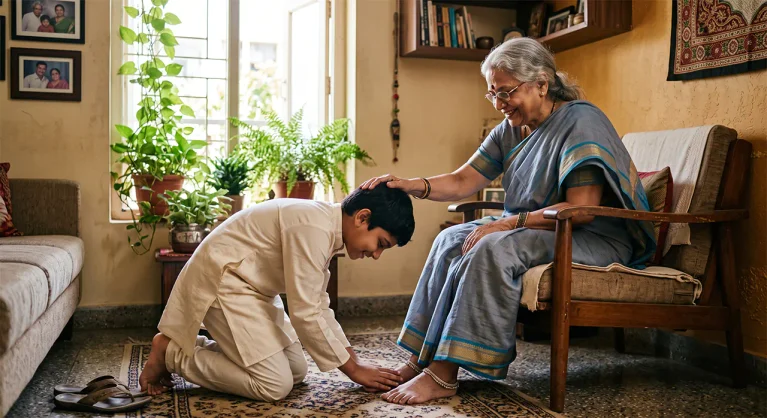 touching feet of elders charan sparsh